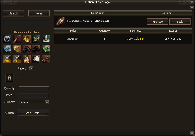projectflow Auction Buy Menu